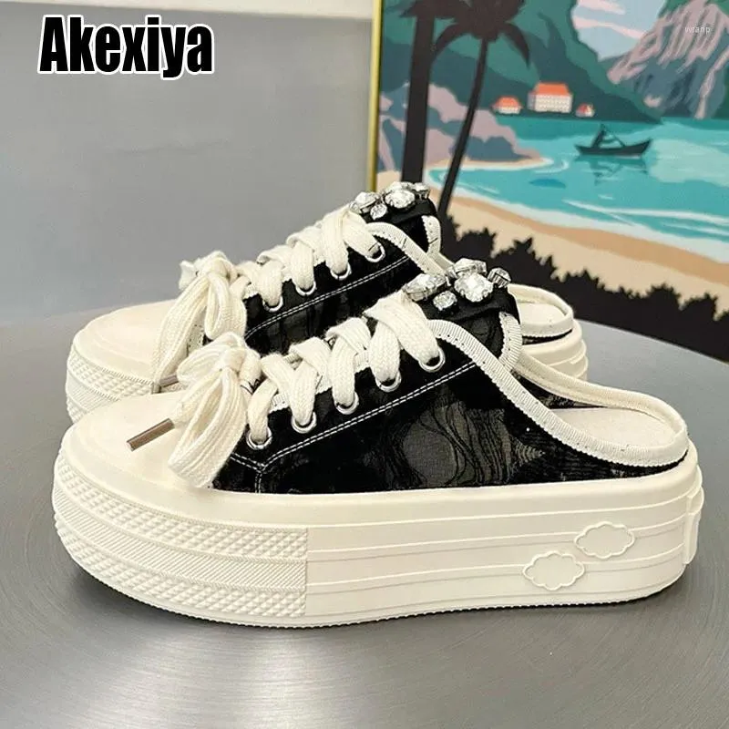 Casual Buty Kobiety Chunky Sneakers Platforma Platforma Sporty Sport Wysokość Jesień Zwiększenie wysokich obcasów płótno