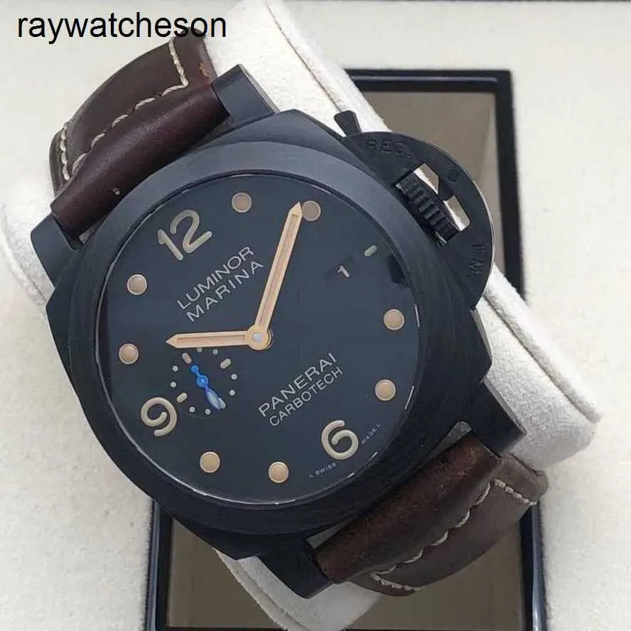 Panerai Luminor Watch Swiss vs Factory Top Kwaliteit Automatisch 2 Box Certificate Limited Edition Carbon Fiber PAM00661 Mechanische heren echt