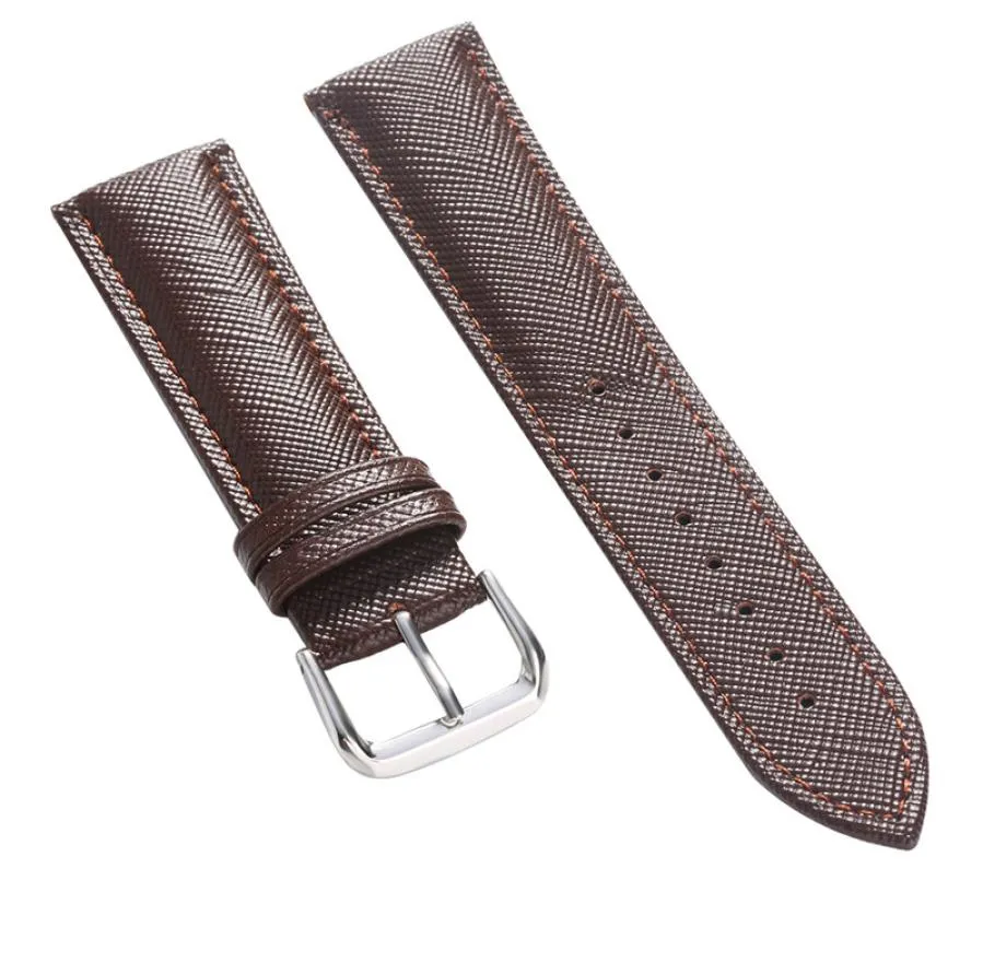 Titta på tillbehör 18202224mm Leather Watch Band Blackbrown Color Watches Armband Wristwatch Strap Replacement Pin Buckle Spring6090824