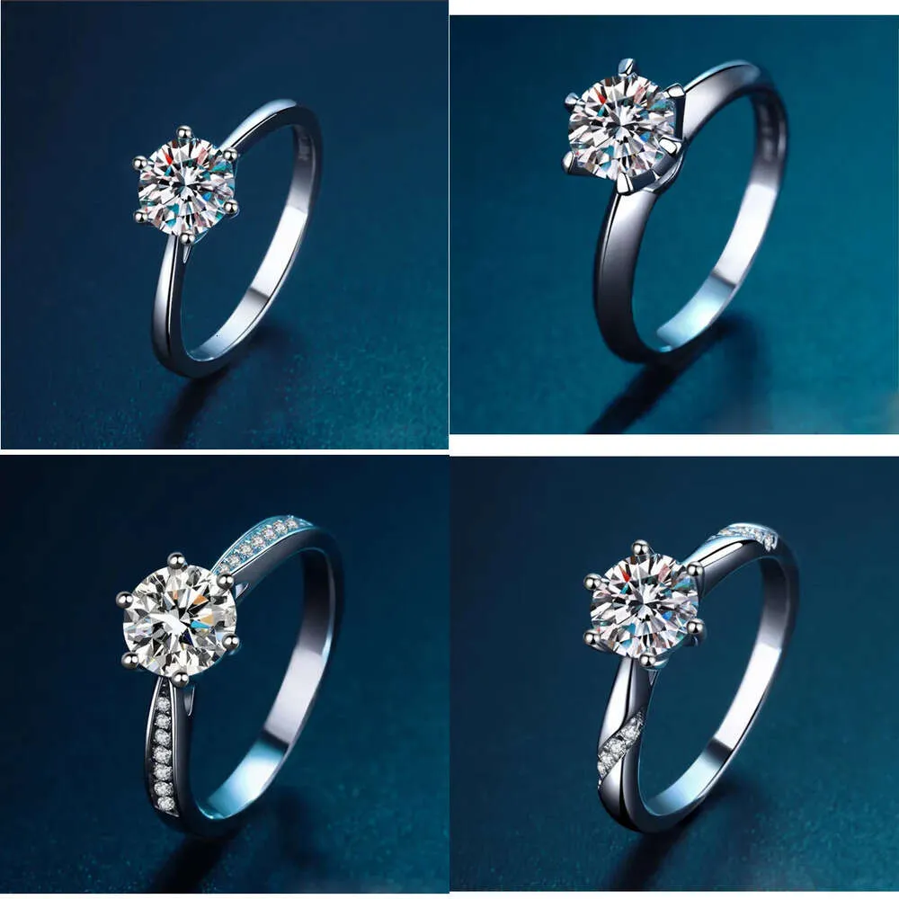 20 Style 1CT Moissanite Sterling Sier Engagement Wedding Ring Kvinnlig lämplig för bankettpartiets tjänsteman