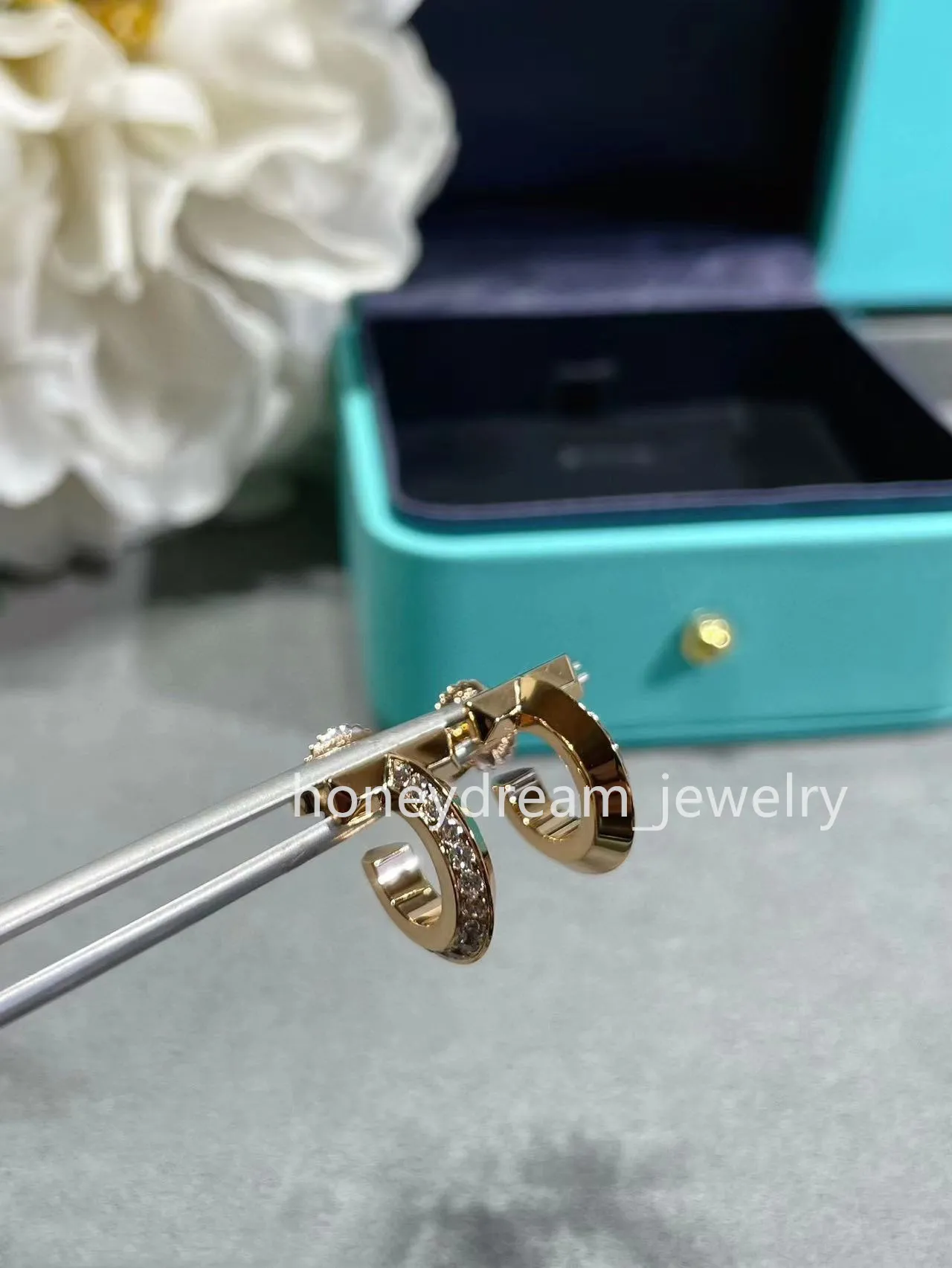 T1 earring Cross color separation custom Colored stone 925 silver Factory designer jewelry 18kt rose gold wide diamond custom