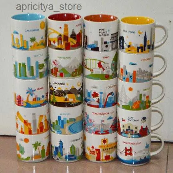 Bottiglia d'acqua 14 once di capacità in ceramica Starbucks City Mug Coppa American Cities Coffee con scatola originale New York City263D L48