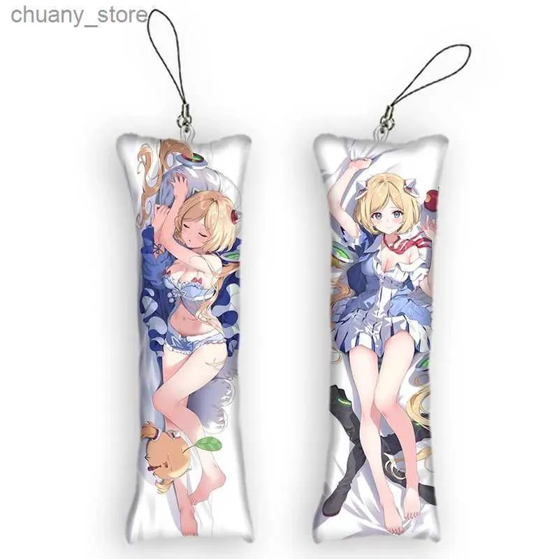 Keychains Lanyards Vtuber Aki Rosenthal Dakimakura Mini Keychain Cosplay Pendant 3D Tryckt prydnad Söt liten kroppskudde hängen Y240417