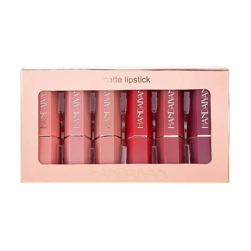 6 Farben/Sets samt matte flüssige Lippenstift Lipgloss Sexy Make -up Feuchtigkeitscreme wasserdichte Lipglasur Geschenk