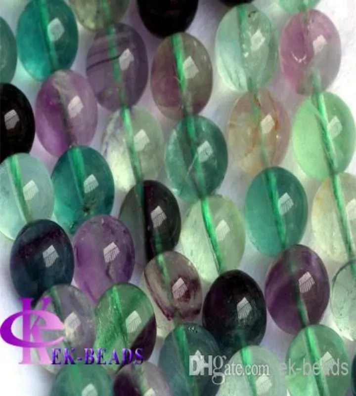 Hela naturliga äkta Rainbow Mix Color Green Purple Fluorite Round Loose Stone Jewelry Beads 318mm 16quot 036562665528