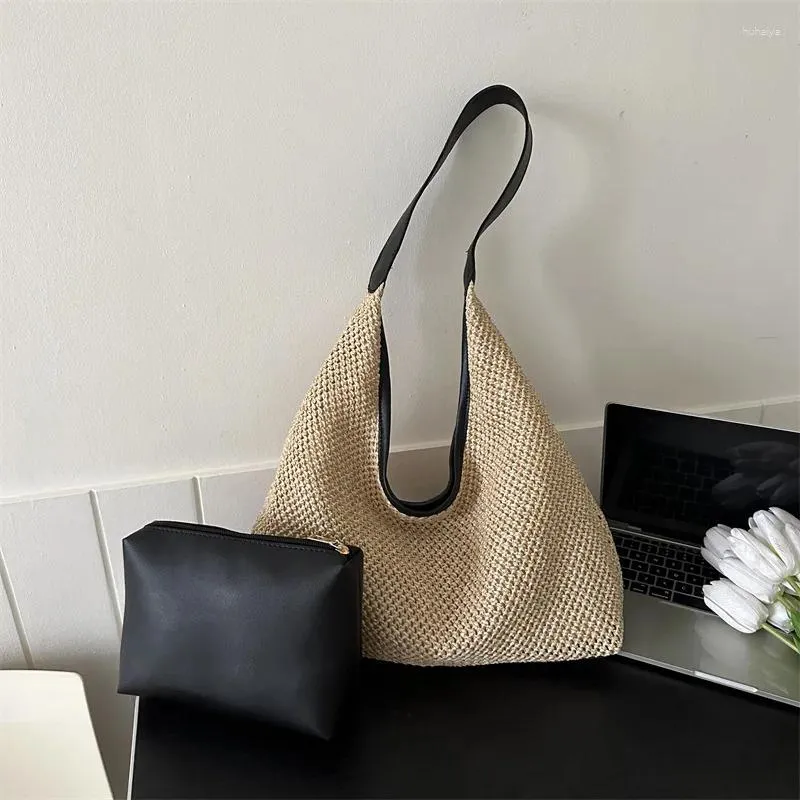 Totes Casual Beach Summer Sac-Fow Bag 2024 Fashionable One-épaule Seaside Travel Straw Drop