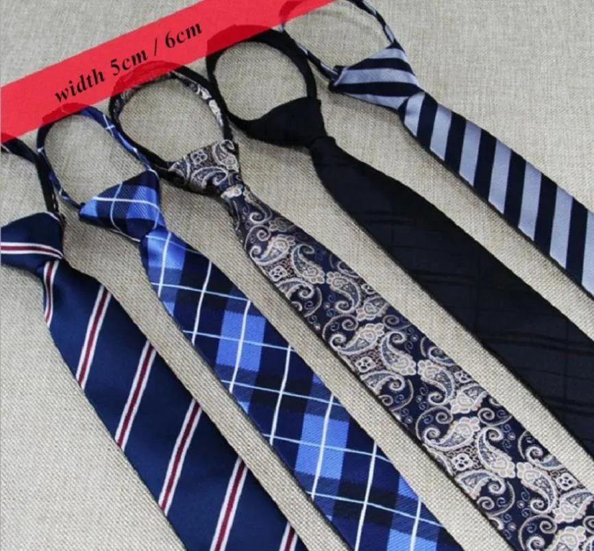 Zip laços para homens gravata preguiçosa floral estreito listrado nó de zíper de zíper de gravata lazer 2pcslot6323143