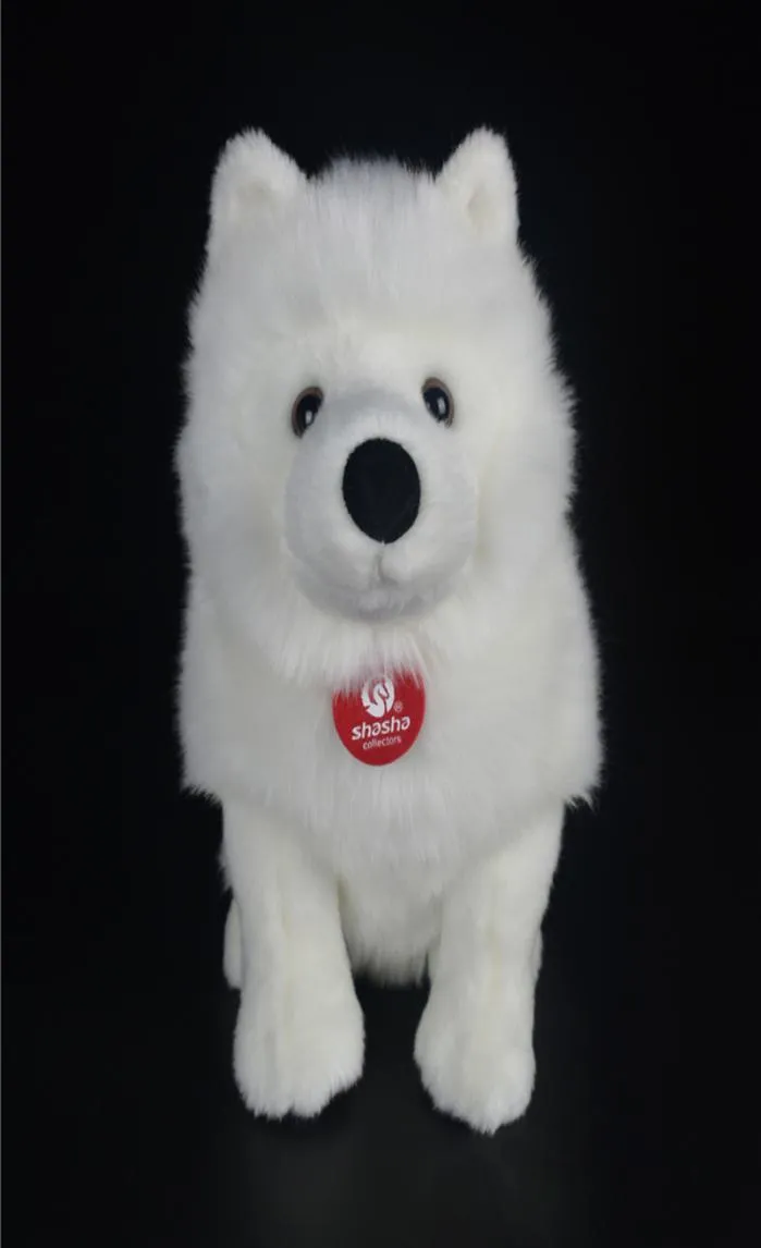 28 cm realistyczna samoyed pluszowe zabawki Śliczna symulacja biały pies Puppy Puppy Plush Animals