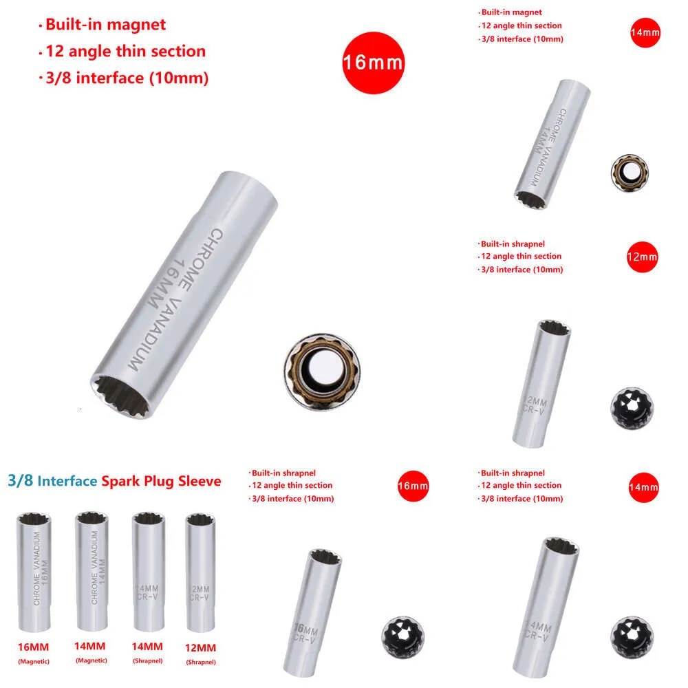 Neuer Universal Socket Wrench 3/8 Magnetischer 12 Winkel Dünnwand für 14/16 -mm -Zündkerzenentfernung Auto Reparaturwerkzeug