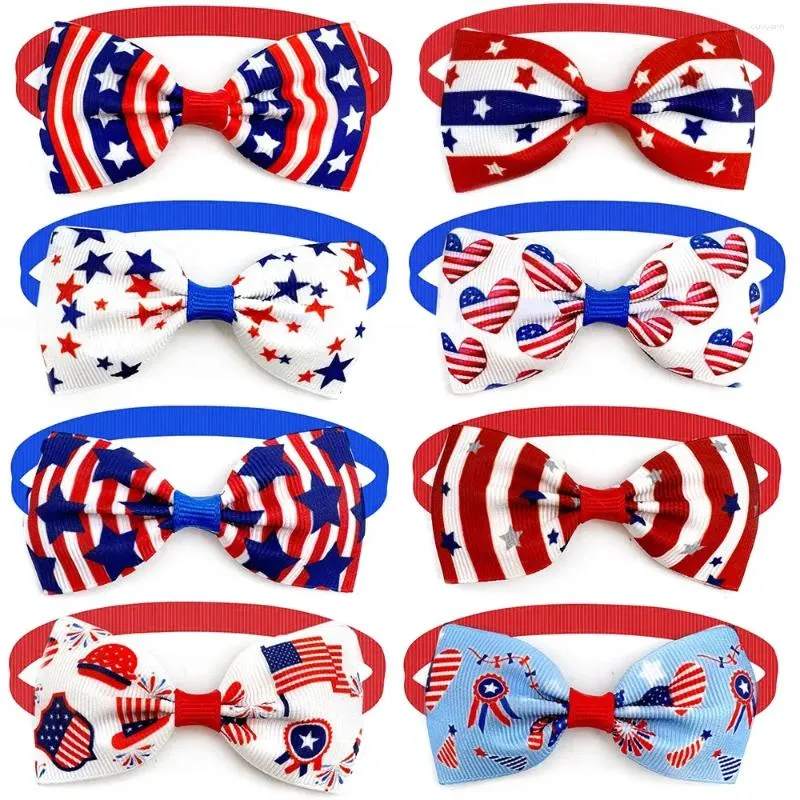 Hondenkleding 30/50 stcs American Independence Day 4 juli Pet Bow Tie Necenties voor verzorgingsaccessoires Kleine kat