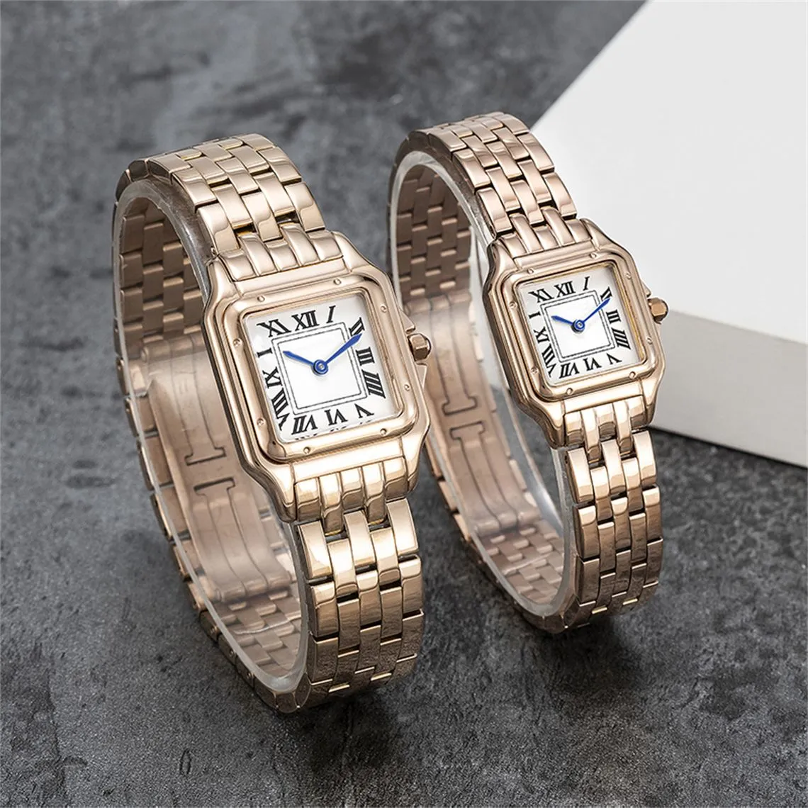 Luxe dames horloge Designer horloges 22 mm 27 mm wijzerplijnpolspolspolspolstaal roestvrijstalen riem zakelijke polshorloges elektronische bewegingskwarts horloge