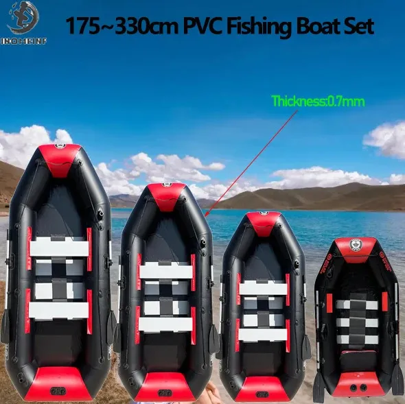 Rotes Fischereiboot für 1 ~ 6 Personen 0,7 mm Kajak 1,75-3,3 m aufblasbares Boot mit Latsboden im Freien im Freien Wasser Urlaub Accessoire 240409