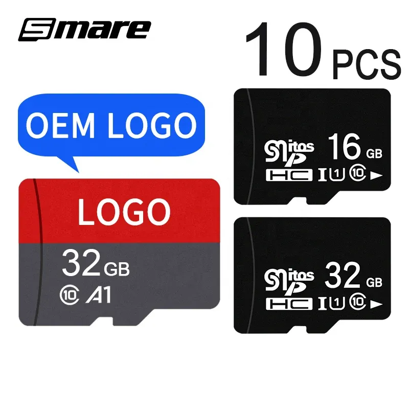 カードカスタムロゴオリジナル卸売実在容量メモリカード10PCS 32GB 16GB 8GB 64GB 128GB 256GB SD TF CARD CLASS10 U1 U3 SD