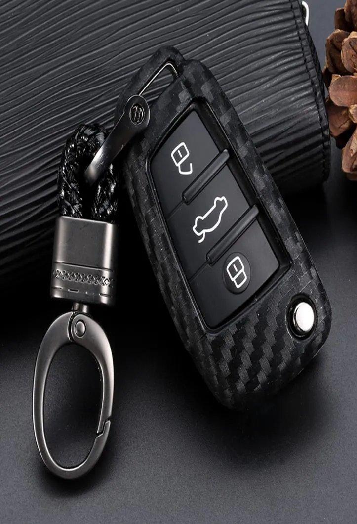 Auto Keyfob Key Case Cover Holder Holder Holder geschikt voor Audi A1 A3 S3 A6 S3 Q3 Q7 3 Button Fold Key Case KeyShell8104114