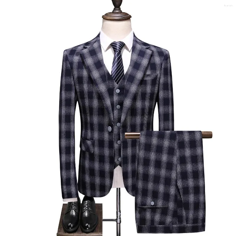 Мужские костюмы костюм Homme дизайн бренд костюм мужчина Terno Masculino Bruiloft Mens Tuxedo Prom Part Plaid Wedding Groom S-5xl