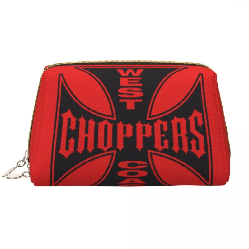 Aufbewahrungstaschen Custom West Coast Chopper Iron Cross Toiletrierbeutel Frauen Make -up Kosmetischer Organizer Ladies Beauty Dopp Kit Box