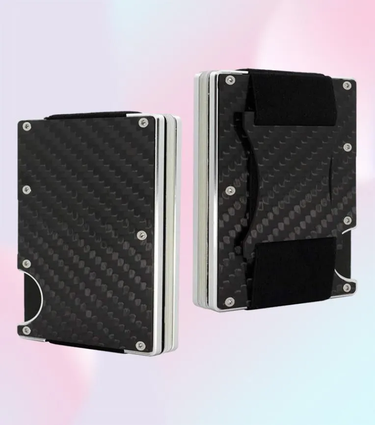 Carbon Fiber Money Clip Card Holder Wallet Aluminum Credit Cards Mens Wallet RFID Minimalist Slim Business ID Holders OEM4052025