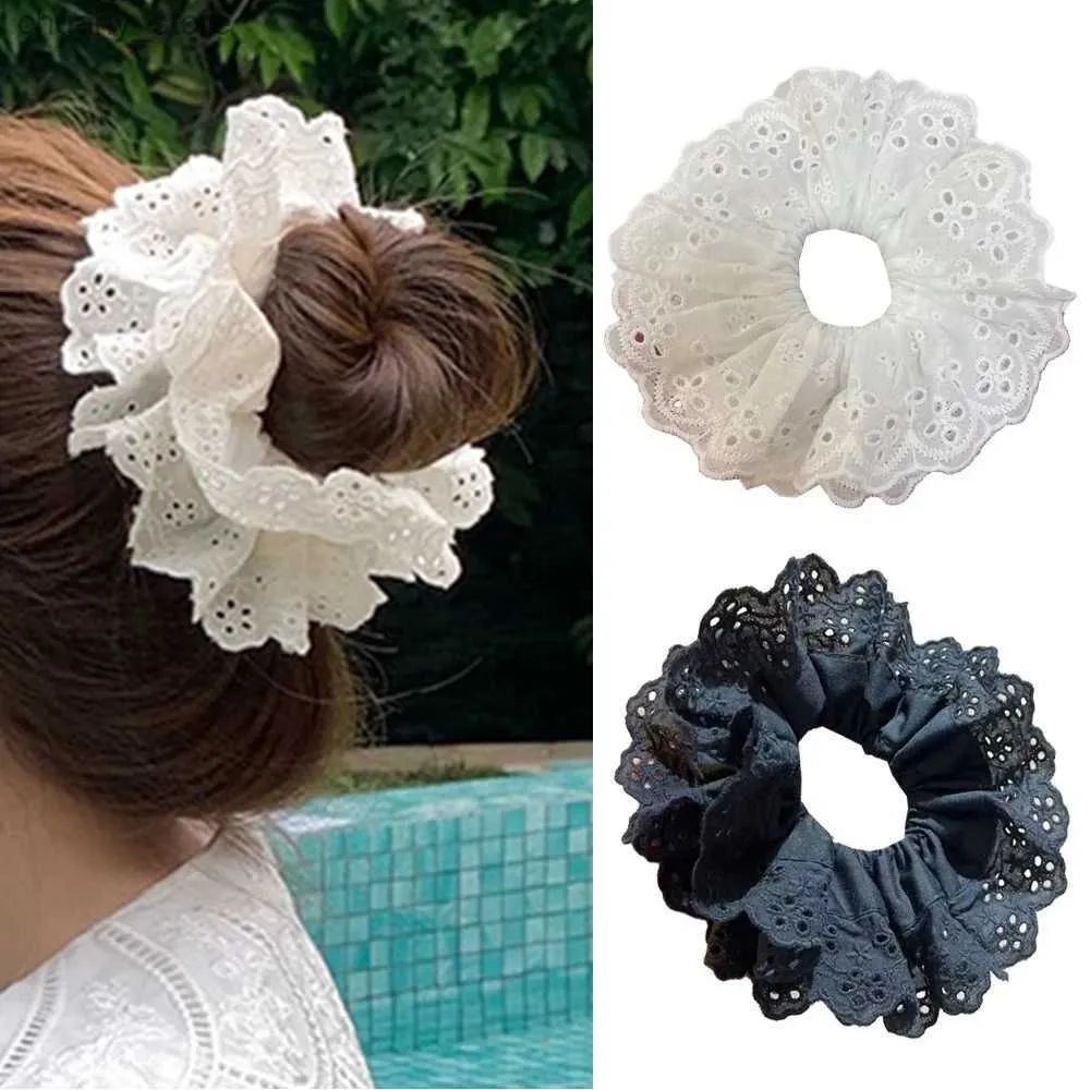 Haar rubberen bands Haaraccessoires Vierlaags Otensed Lace Franse Hair Ring Persring Stand Haar stropdas Lolita Lace Accessories Ins Diy Soft 1 Piece Y240417