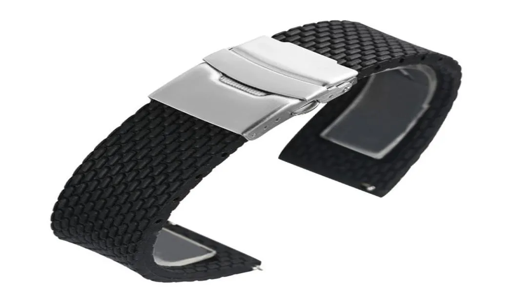 Zwart 18 mm20 mm22m24mm24 mm rubberen horlogeband waterdichte duiker vervanging polsband siliconen armbandband veerstaven stalen buckl9236282