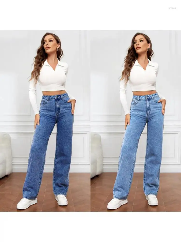 Jeans femminile 2024 Europa e Stati Uniti Lavati pantaloni in denim Fashion Cento modelle dritte casual