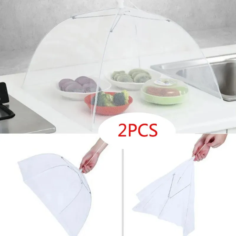 2 grande tela pop-up Tela Protect Food Cover Dome Dome Net Umbrella Picnic Kitchen dobrou Mesh Anti Fly Mosquito Umbrella