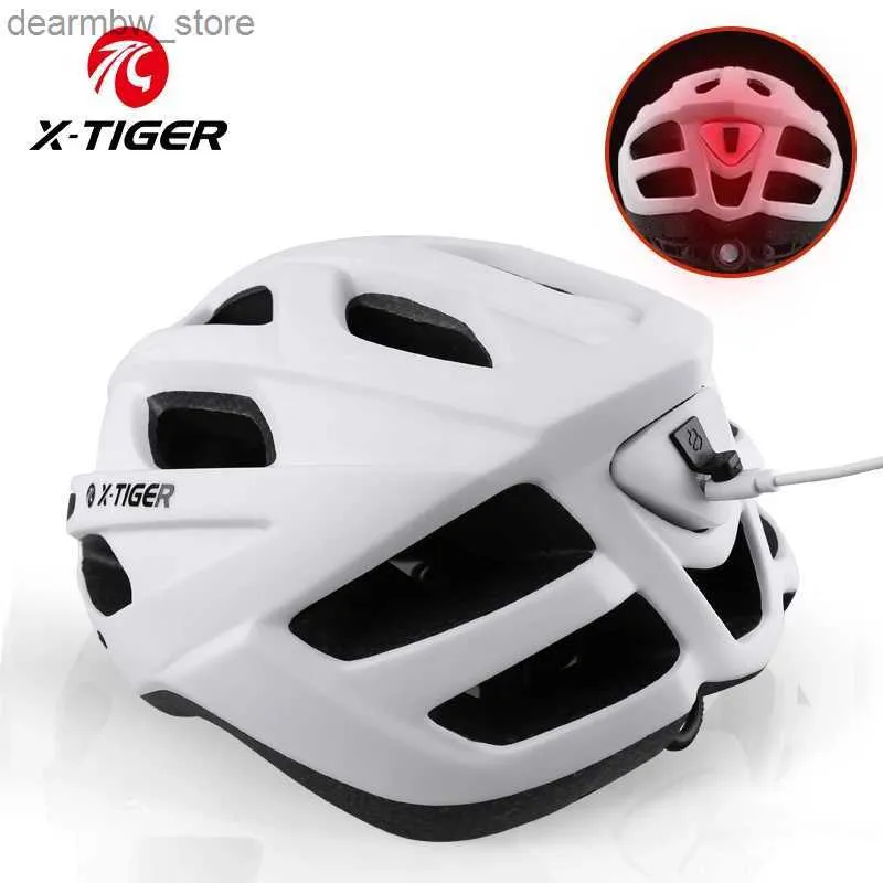 Cycling Caps Masks X-Tiger Cycling Helmet Man Women Led Light Helmet Road Mountain Bike Helmet Bicycle Helmet Oplaadbare randontwerphelm L48