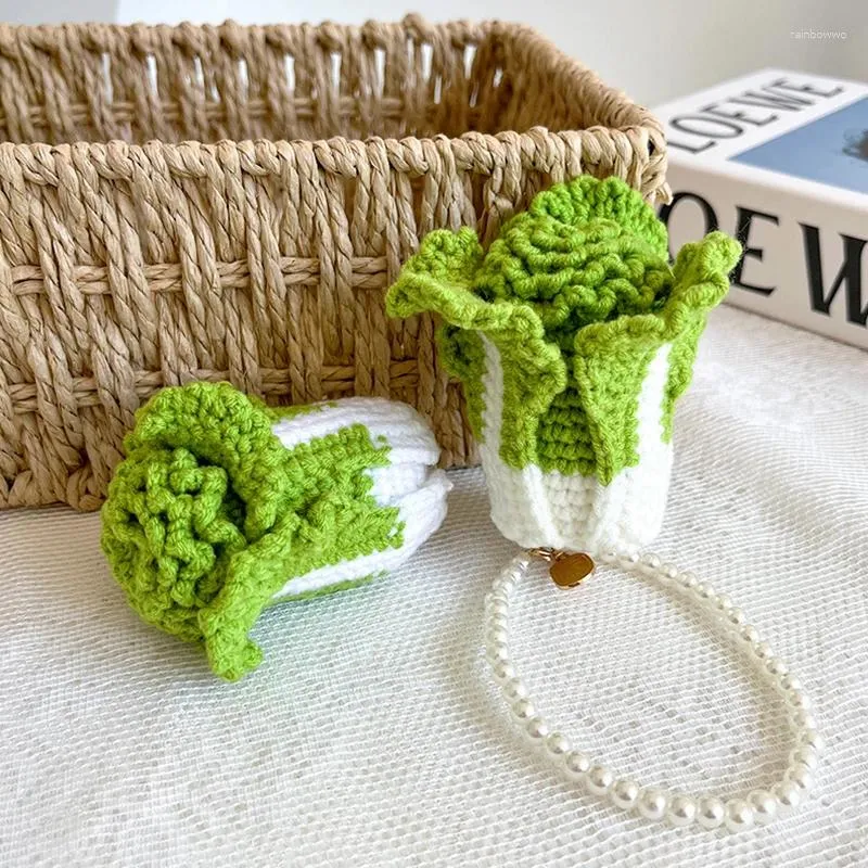 Keychains Creative Sticke Cabbage Sheep Crochet Keychain Unik handmake vävd handväska bil inredning Keyrings hängande gåva grossist