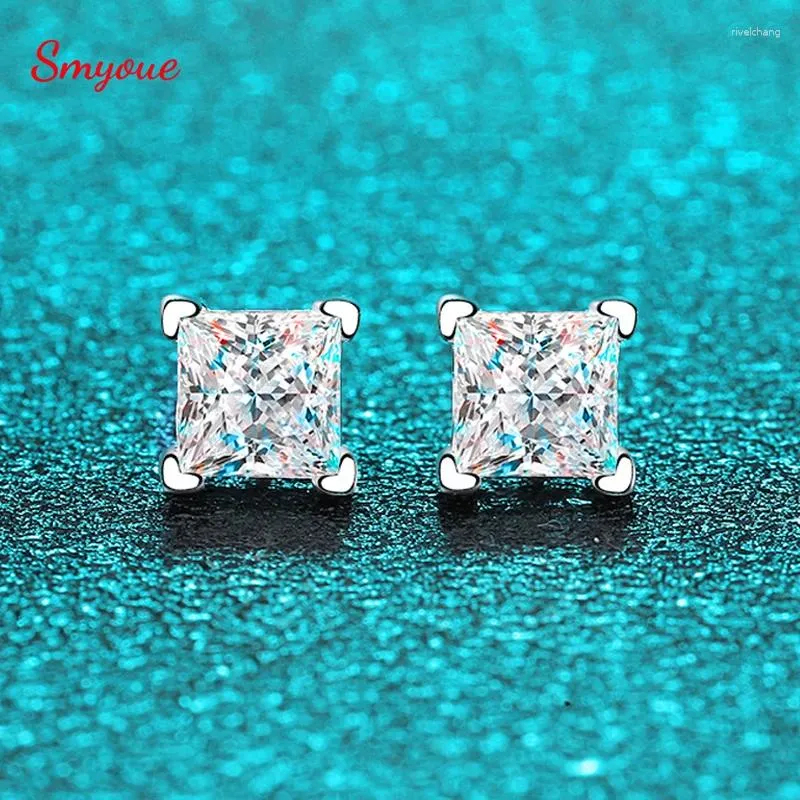 Stud Earrings Smyoue Certified 1ct Princess Cut Moissanite For Women Girls Praty Jewelry Luxury Quality S925 Sterling Silver