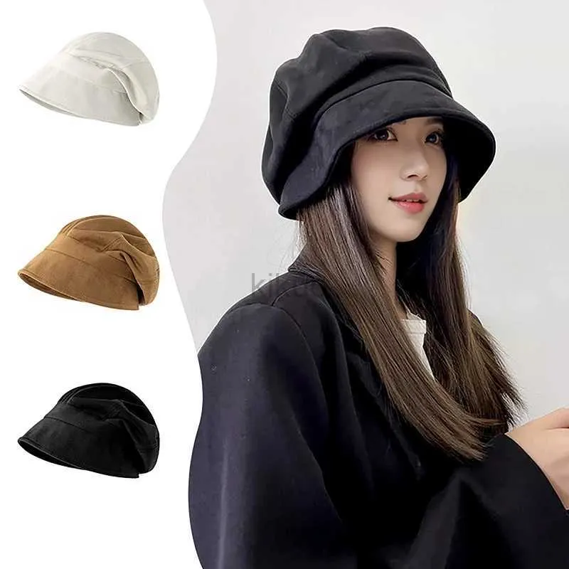 Berets Retro Color Женщины Загрязняя шляпа Берет Осень Зимняя Слаффи Рыбак Кэп Мод