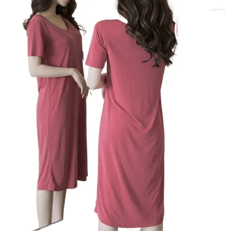 Veilleurs pour femmes 150702006 Robe de nuit d'été de printemps Femme Femme à manches courtes Nights Modal Cotton Nightgowns Loose Robe Femme