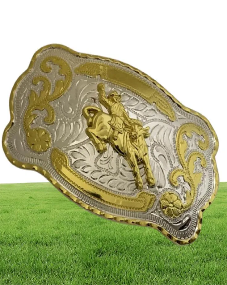 Western Cowboy Belt Hoge kwaliteit 145102 mm 196g Golden Horse Rider grote maat metaal voor Men Belt Aessories5727610