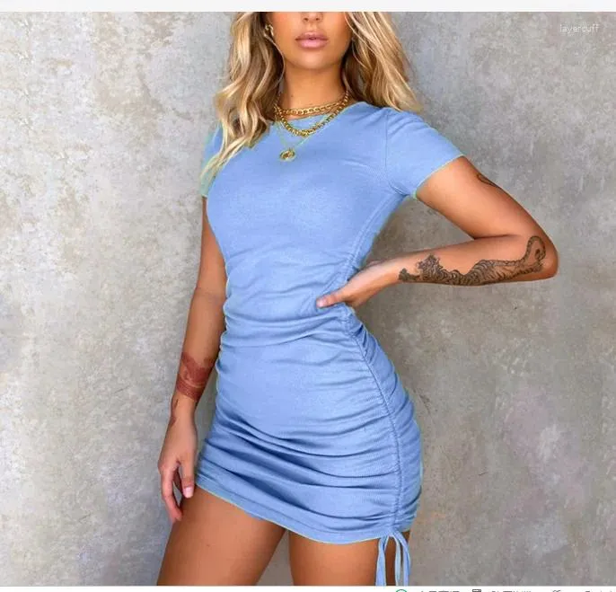 Abiti casual Donne Donne Summer Sexy Solid Color Culoning BodyCon Abito da festa rotta