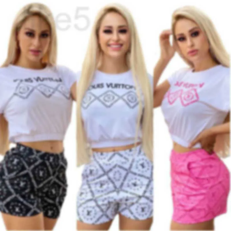 Women's Two Piece Pants Designer Brand 2657 Summer New Short Sleeved Fashionable Printed Casual Two-piece Set with Three Colors G3XP