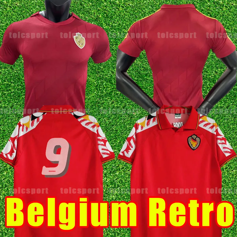 ベルギーレトロサッカージャージヴィンテージクラシックサッカーシャツ86 87 94 96 1987 1994 1995 1996 95