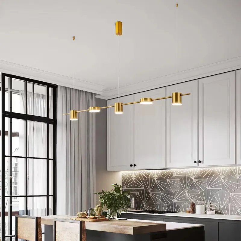 52'' Gold LED Pendant Light, Dimmable Kitchen Island Linear Chandelier, 21W 4000K Neutral Light For Dining Room, Living Room, Office