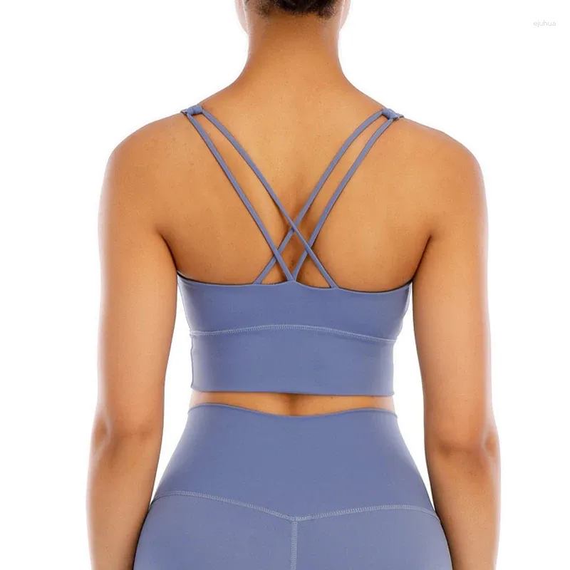 Outfit da yoga Donne Donne croce Sport Sports BRA MEGUE FITNESS TROP BRASSABILE RUND FRESE GAMPA COLPA