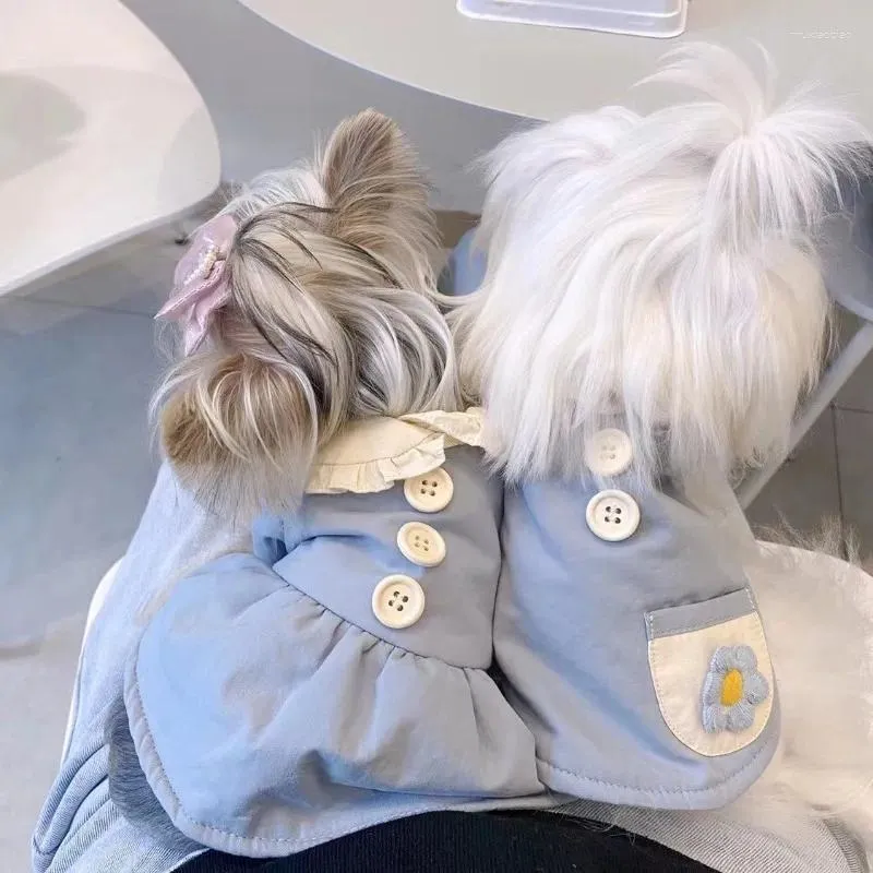 犬のアパレルかわいい甘い綿のコートドレスペット服犬厚いスーパー服ベストエレガントな子犬ヨーキー暖かい冬のジャケット