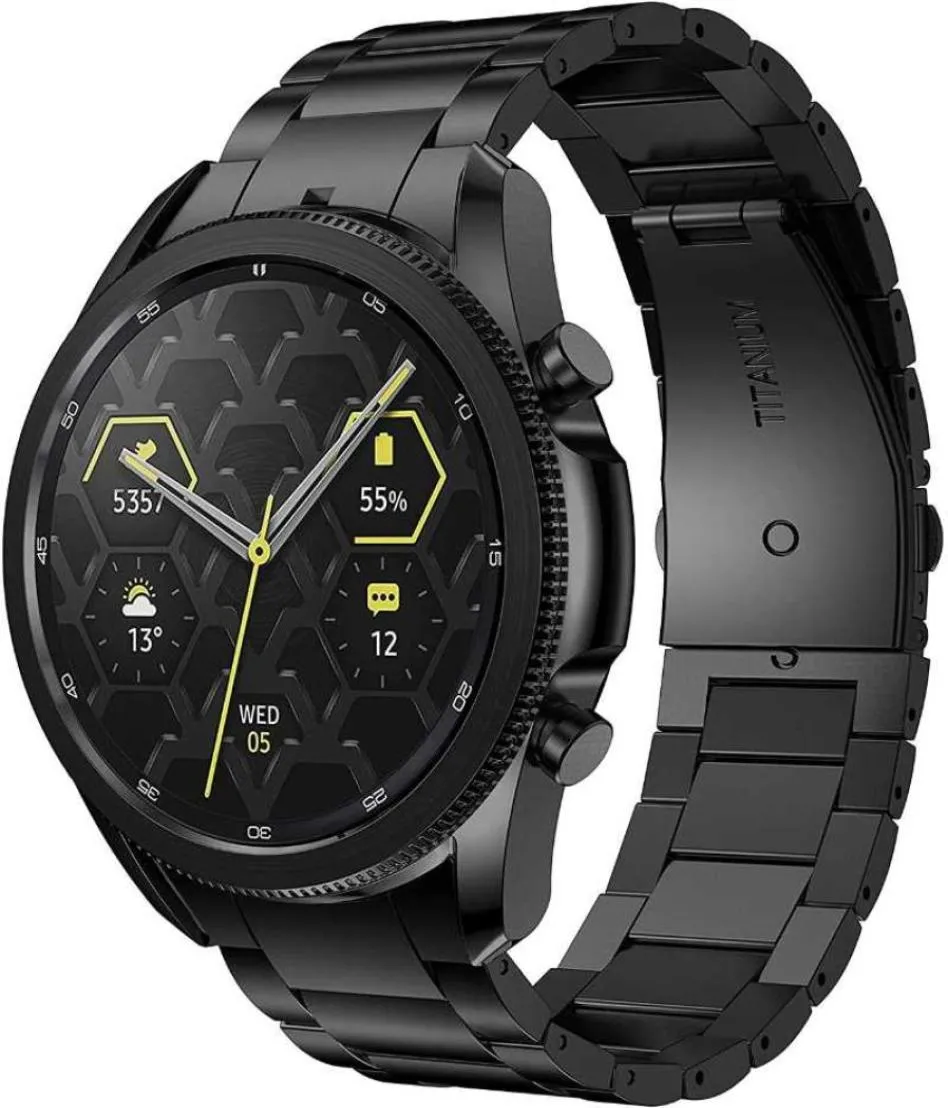 Oglądaj zespoły Gorpin dla Galaxy 4 Classic 46mm 44 mm 40 mm Pasme Brak luk 20 mm Titanium Metal Pasek Smartwatch Black5927248