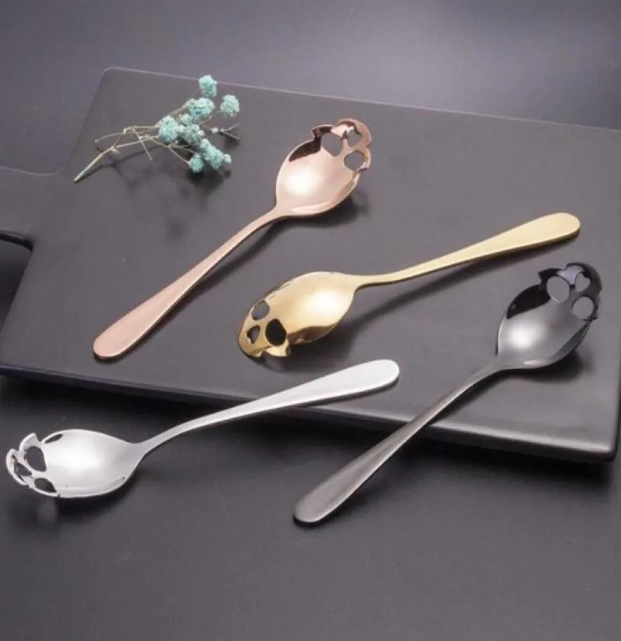 Sugar Skull Tea Spoon Stainless Steel Coffee Spoons Dessert Spoon Ice Cream Tableware Funny Flatware Spoon Kitchen Accessories EWB5551019