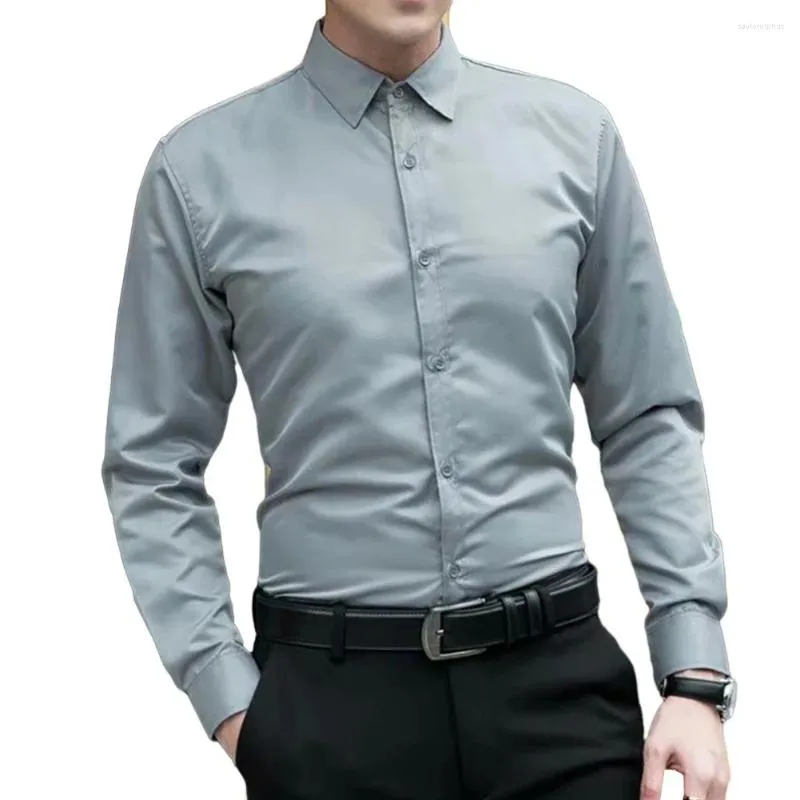 Herren -Hemd -Hemden formelle Geschäft und Blusen Einheitliche Farbe lang Ärmeln Slim Casual Party Hemd Top Kleidung Mann Mann männlich
