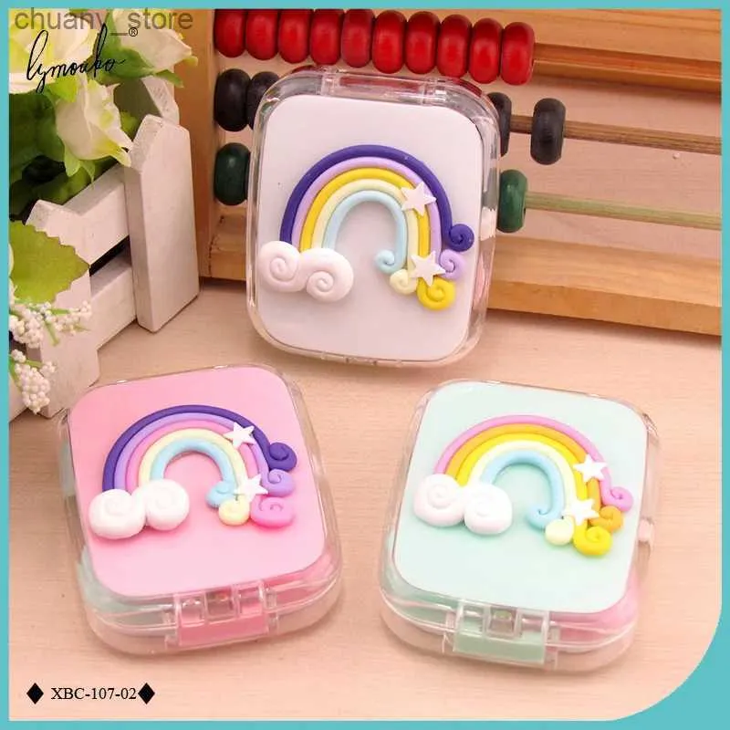 Case di occhiali da sole Lymouko Nuovo design Delito colore Ayabeni Custodia a contatto portatile a contatto con lenti per le lenti del kit mirror per donne amanti Y240416