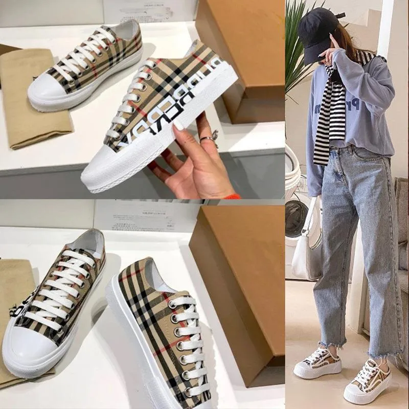 Luxe merk Casual schoenen platte buitenstrepen vintage sneakers dikke sole seizoen tonen merk klassieke luxe plaid trendy lichtgewicht veelzijdige schoenen