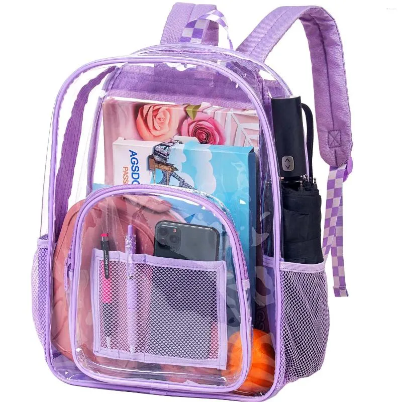 Backpack Clear Hovery Duty See através do Livro Transparente - Purple One Tamanho