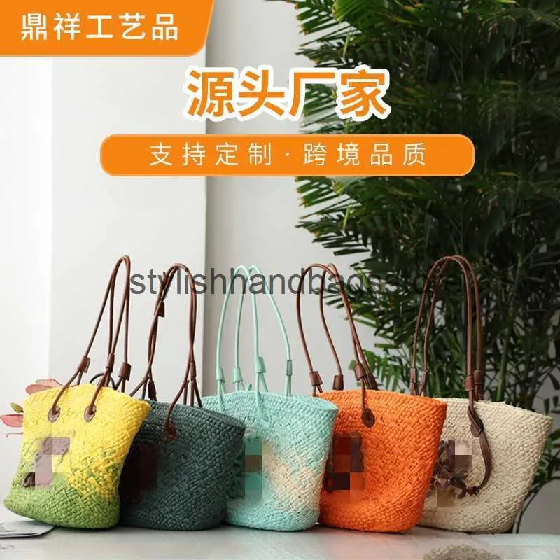 Bolsos de hombro. Sacas de laizhou Dingxiang Bolsa tejida de hierba personalizada a mano gran capacidad H240417 simple y versátil