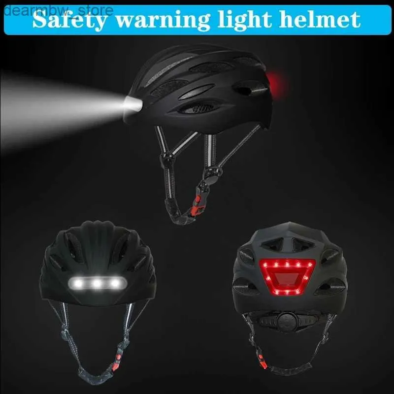 Maschere per ciclismo Maschere Lampada Lampada a LED Casco ciclistico Casco Smart Men Domenne Bike Bike Light Cap W/ farina di faro per motociclisti scooter Ciclismo L48