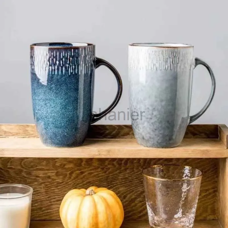Kubki 600 ml Europa retro ceramiczna kubek kawy Duża pojemność Creative Office Water Tea Cup Protain Cup naczynia 240417