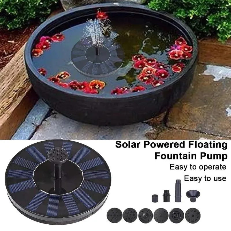 Trädgårdsdekorationer 1.2W/1.4W 5LED SOLAR FOUNTAIN med 7 munstycks flytande vattenpump för Bird Bath Pond Pool Outdoor