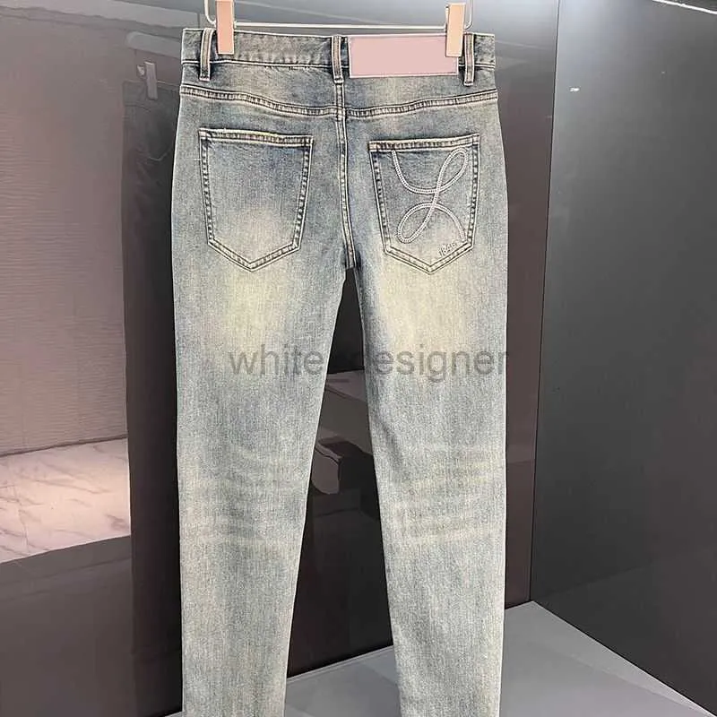 Designer jeans voor heren 2023ss herfst/winter loe yi heren mode gewassen kleur elastische rechte buis denim high -end broek