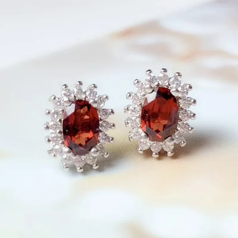 Stud Earrings Per Jewelry Natural Real Garnet Or Sapphire Earring 1ct 2pcs Gemstone 925 Sterling Silver Fine T203269