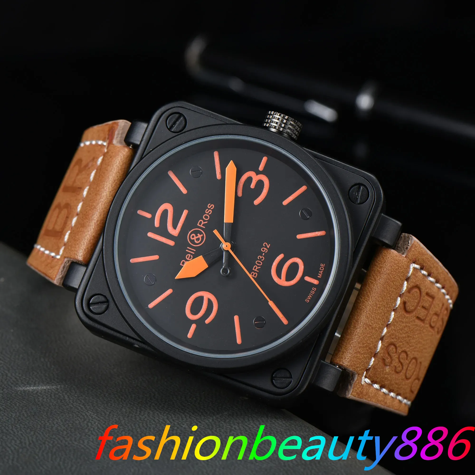 Marca top di alta qualità Bell Ross Mens Watch Casual Fashion Multifunzionale cronografo cronista cinghia automatico MECCANICA MECCANICO MEVIZIO DESIGNER DESIGNER